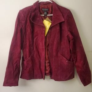 RARE NWT VTG BURGUNDY Dialogue Womens Jacket 100% Suede Leather sz 1X